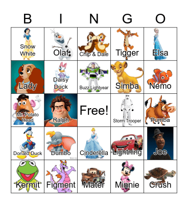 Disney Bingo Card