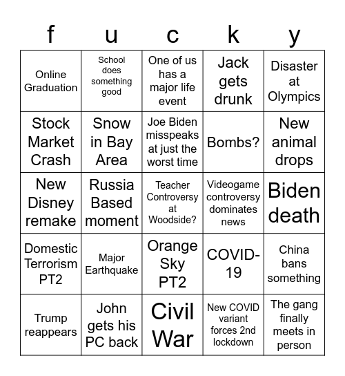 2021 Bingo Card