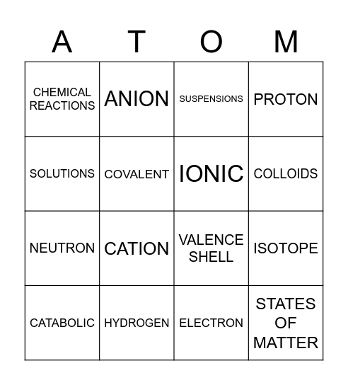CHAPTER 2 Bingo Card