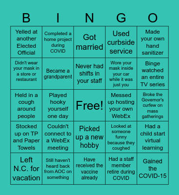 Clerks v. COVID-19 Bingo Card