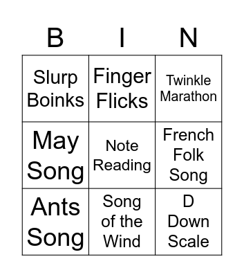 Group Class Bingo!!! Bingo Card