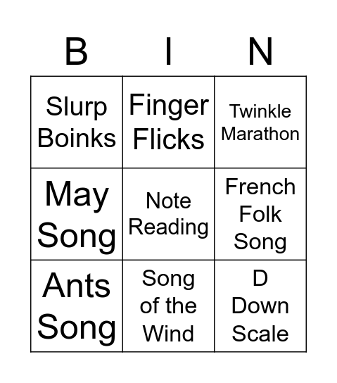 Group Class Bingo!!! Bingo Card