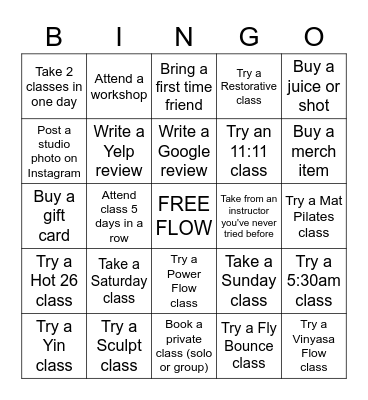 February Free Flow Bingo Card