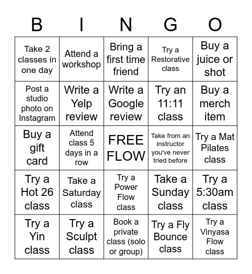 February Free Flow Bingo Card