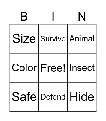 Staying Alive Bingo Card