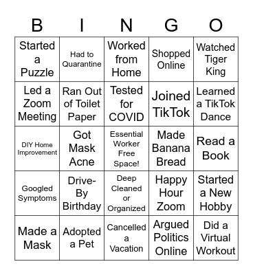 COVID BINGO Card