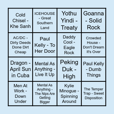 Prince Music Bingo #1 Bingo Card