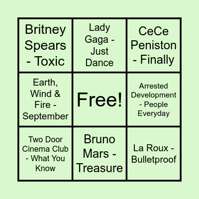 Prince Music Bingo #2 Bingo Card