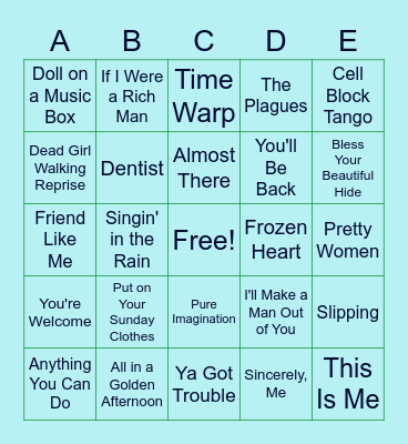 Gotta Dance (Musical BIngo) Bingo Card