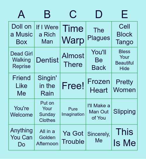 Gotta Dance (Musical BIngo) Bingo Card