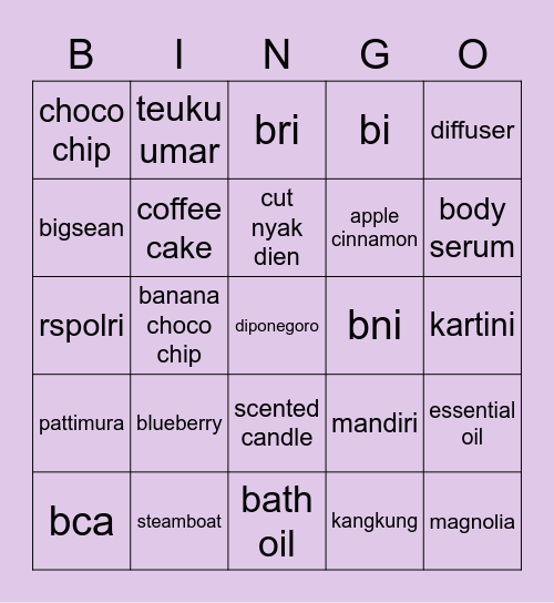 jo i Bingo Card