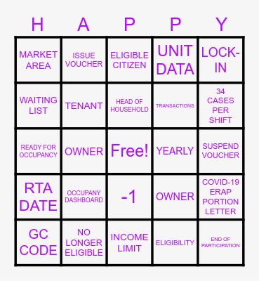HAPPY BINGO Card