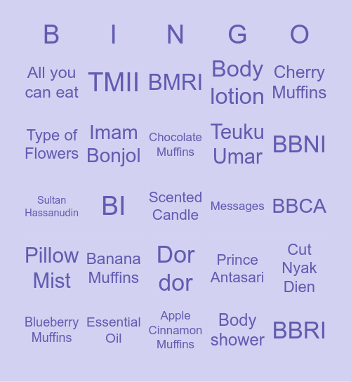 MINYA Bingo Card