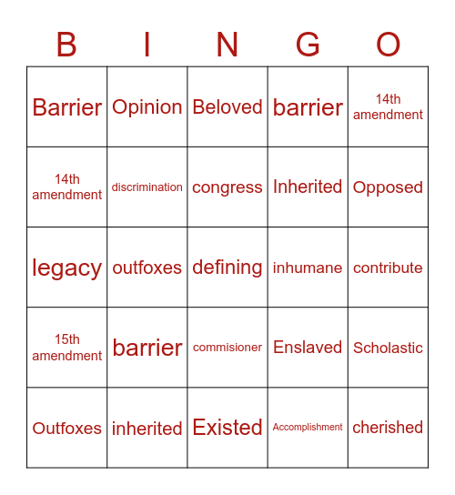 Promises to Keep Bingo Card