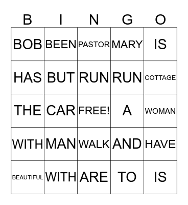 Parts of Speech Bingo Card