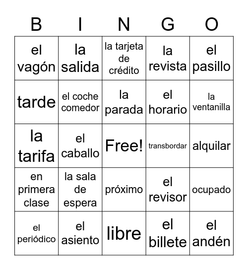 Ch. 3 Vocabulary Bingo Card