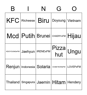 Bingo Chaery Bingo Card