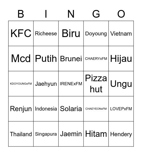 Bingo Chaery Bingo Card