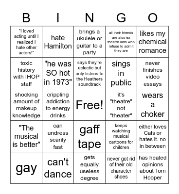 Ex-Theatre Kid Bingo Card