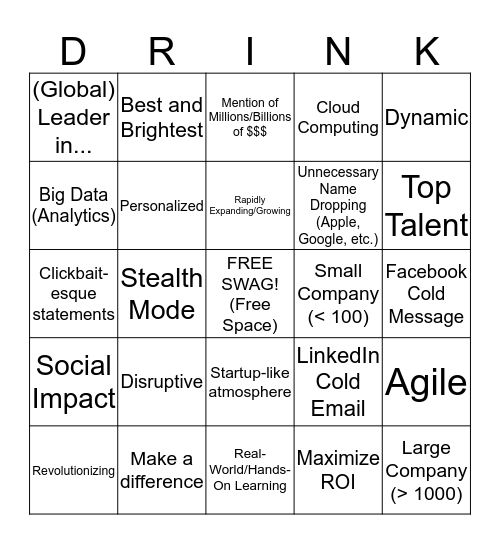Recruitment Buzzword Bingo Card