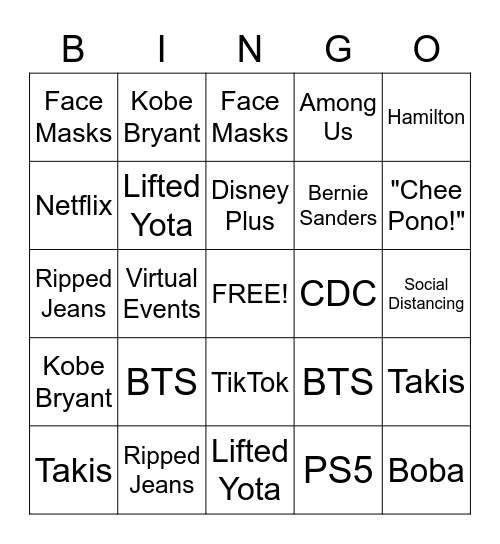 TRENDING Bingo Card