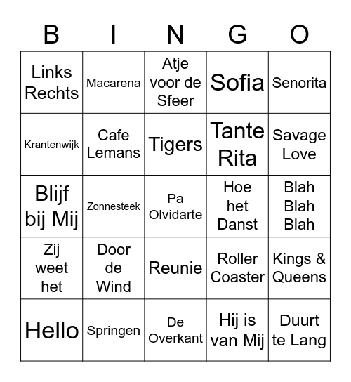 VONDER ONLINE BINGO SHOW Bingo Card