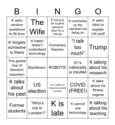 Vertical Bingo Card