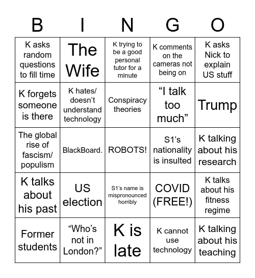 Vertical Bingo Card