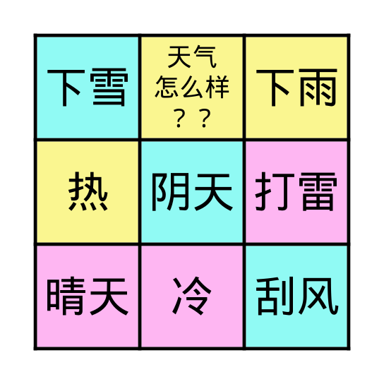 天气怎么样？ Bingo Card