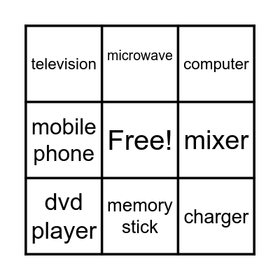 Appliances Bingo Card