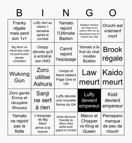 La fin de Wano Bingo Card