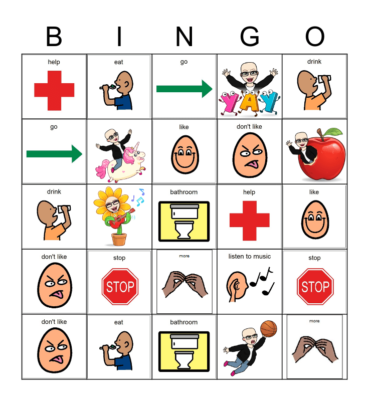 Core Vocabulary List 1 Bingo Card