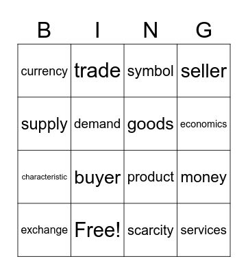 Economics Bingo Card