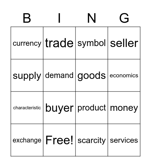 Economics Bingo Card