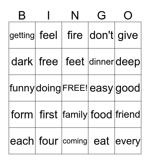 Sight Word Bingo (26-50) Bingo Card
