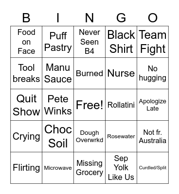 MKR Bingo Card