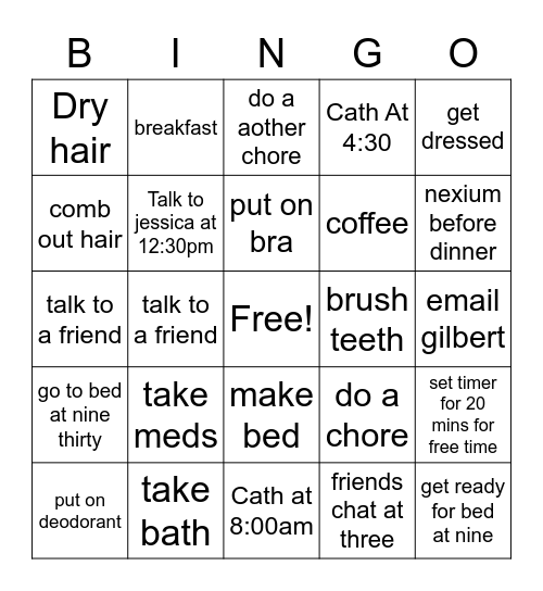 Morning bingo Card