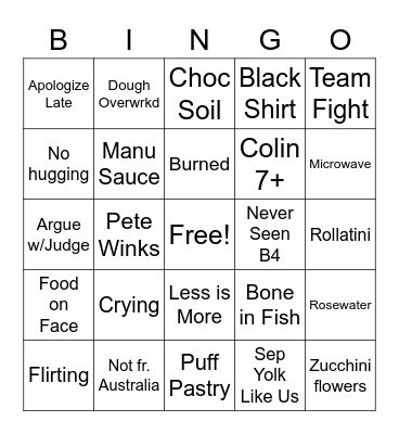 MKR Bingo Card