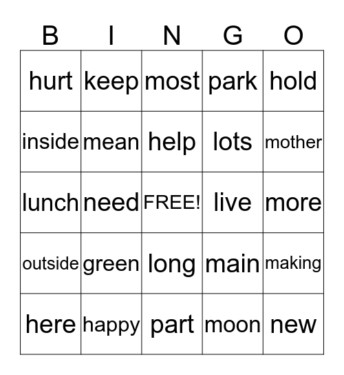 Sight Word Bingo (51-75) Bingo Card