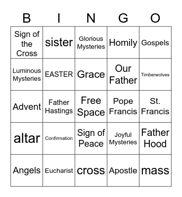 CATHOLIC SCHOOL WEEK Bingo Card