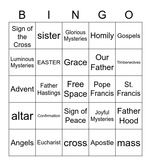 CATHOLIC SCHOOL WEEK Bingo Card