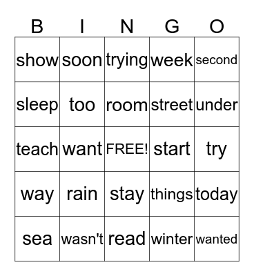 Sight Word Bingo (76-100) Bingo Card