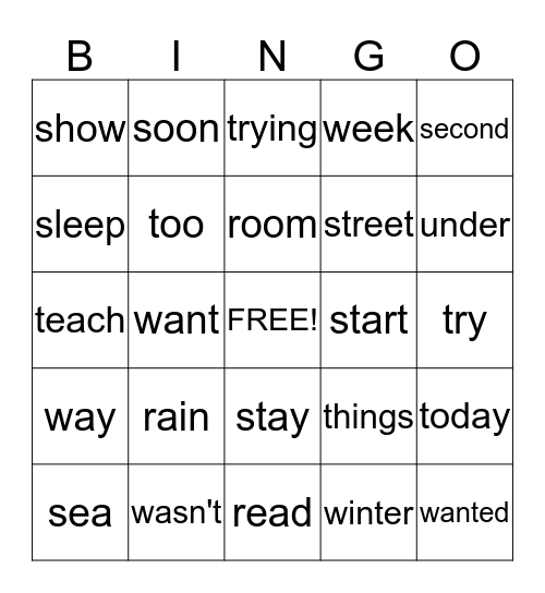 Sight Word Bingo (76-100) Bingo Card