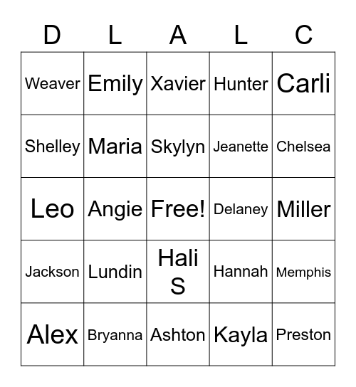 DLALC Bingo Card