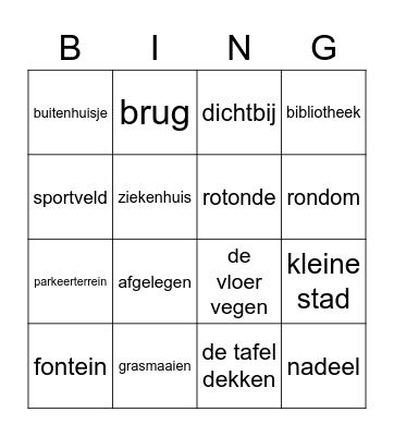 Vocabulary Year 1 Bingo Card