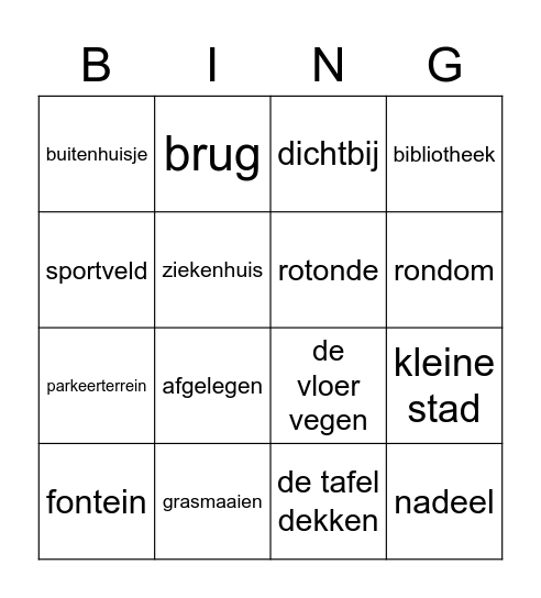 Vocabulary Year 1 Bingo Card