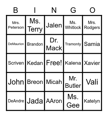 Blazers Bingo Card