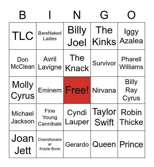 Weird Al Bingo II Bingo Card