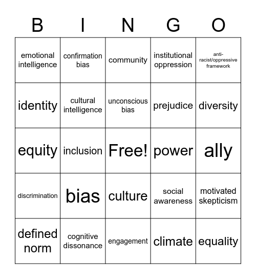 Conscious Inclusion Bingo Card