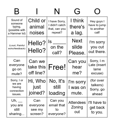 Conference Zoom Bingo Card